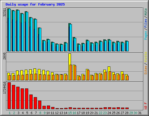 Daily usage for February 2025
